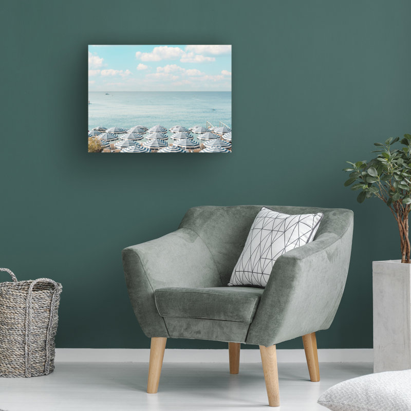 "Bachelor Grace", art numérique sur toile, parasols de plage français, H 35 po x l 47 po