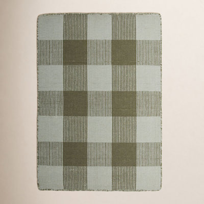 Simple Gingham Shag Wool Rug