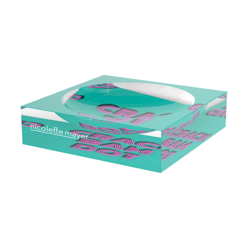 Square Abstract Decorative Tray, 6"W x 6"D x 2"H, Acqua Pink