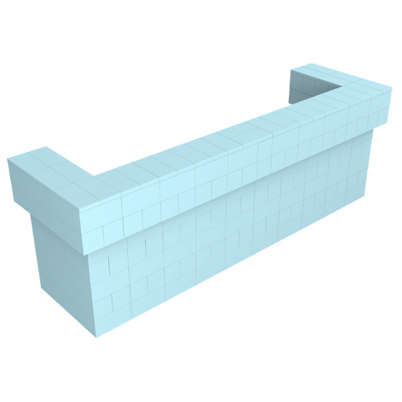 Ensemble de bar / comptoir en porte-à-faux 2 couches EverBlock, Bleu clair, H 43 po x l 126 po x P 24 po