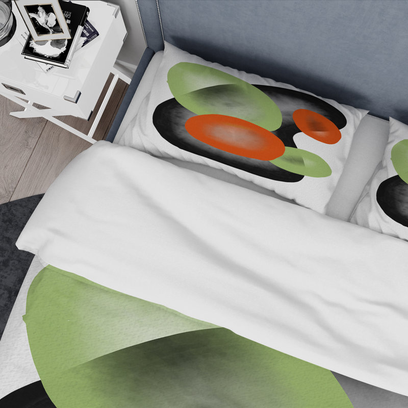 Ensemble de housse de couette en microfibre vert / rouge / noir, Housse de couette simple + 1 taie décorative stan