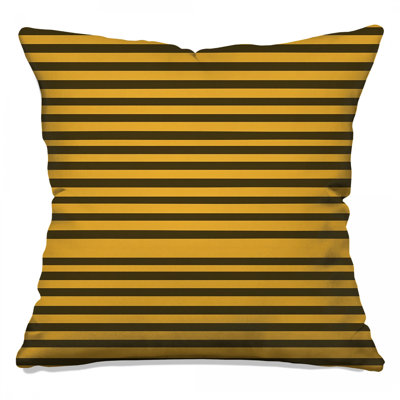 Black Yellow Stripes Throw Pillow, Pattern Double Sided Pillows