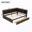 Grand lit de jour à DEL avec 2 tiroirs, ports USB et armoire-379824005