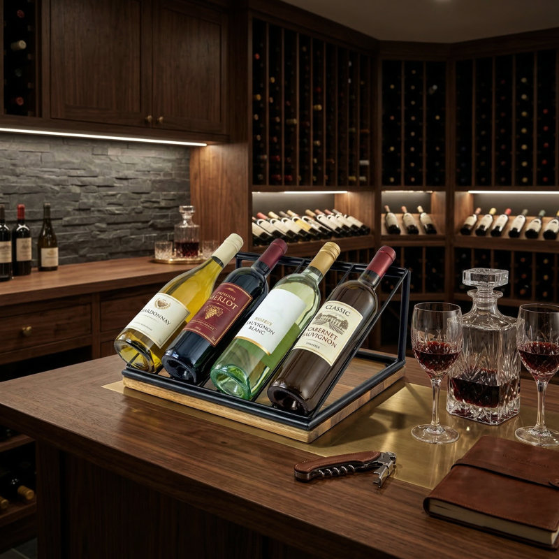 4-Bottle Metal Countertop Wine Rack