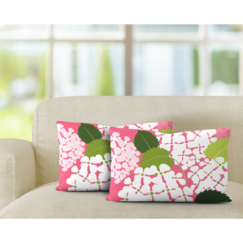 Floral Outdoor Reversible Throw Pillow, Pink