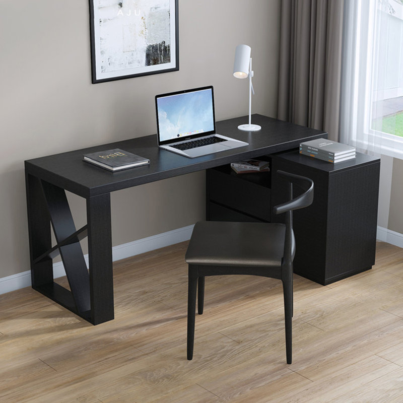 Ensemble de bureau d'écriture rectangulaire et chaise avec armoire, H 29,52 po x l 62,99 po x P 31,49 po