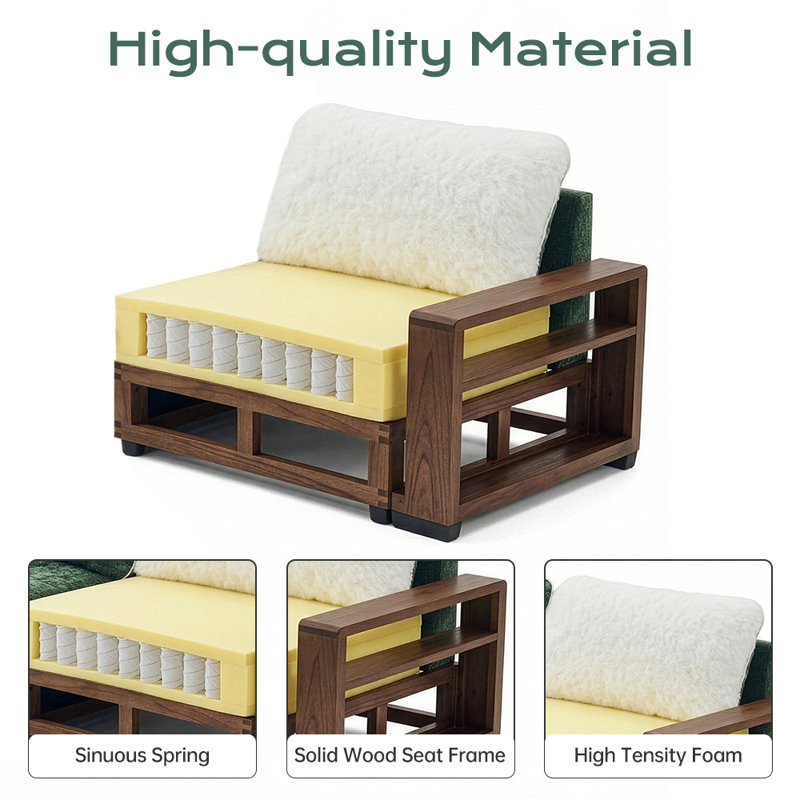Canapé modulaire en chenille vert 8 pièces avec bras de rangement 8 pièces, Chenille verte