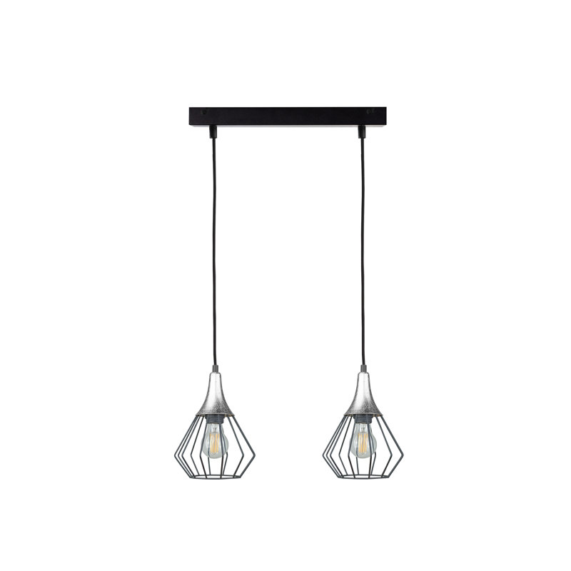 Miltrud 2 - Light Caged Pendant, Black/Silver