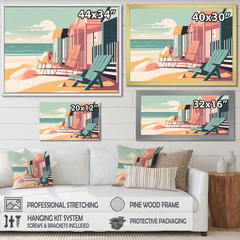 «Beachside Rest II», reproduction sur toile, Cadre simple noir, H 24 po x l 32 po x P 1 po