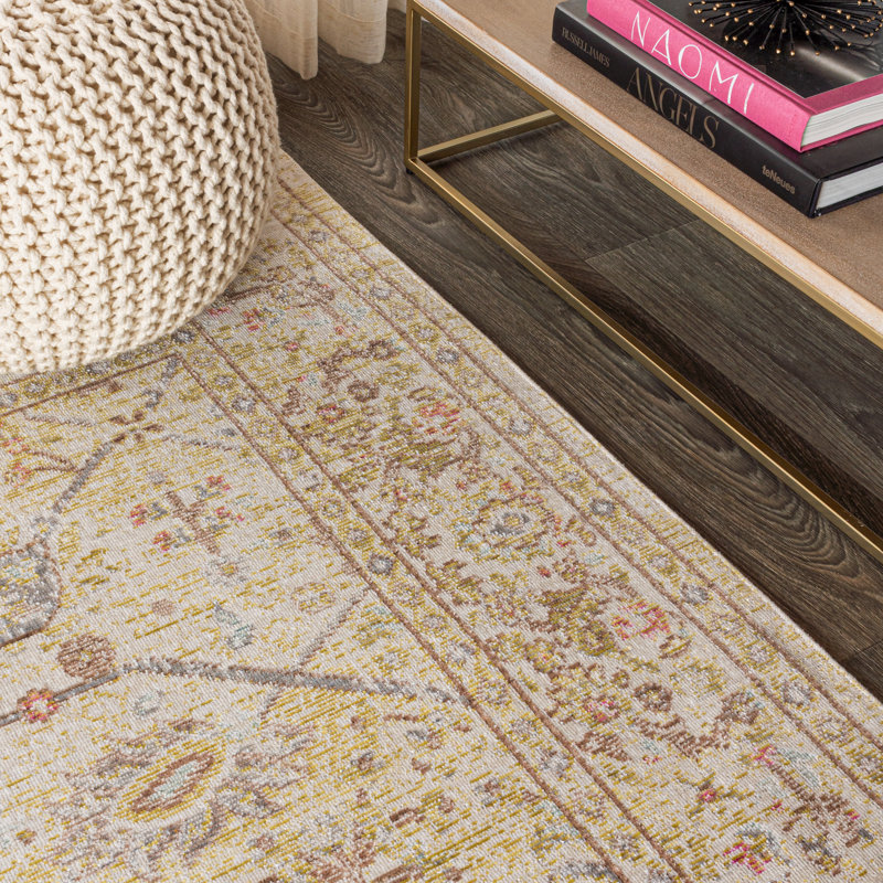 Tapis ivoire moderne délavé Eglinton Peshawar, Rectangle 5 pi 3 po x 7 pi 7 po