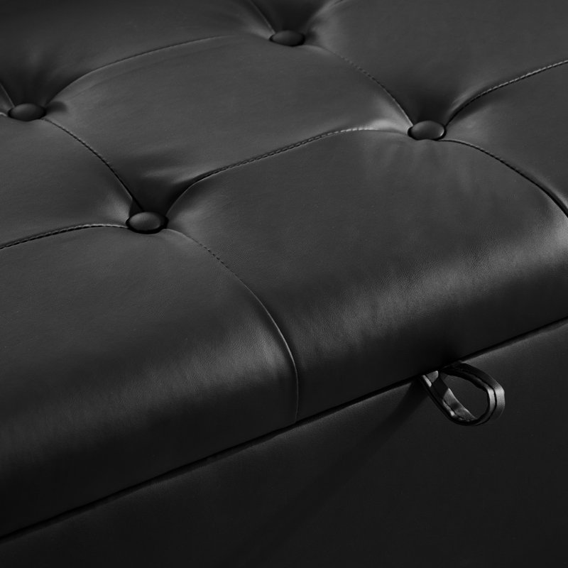 Banc de rangement rembourré avec pieds en métal, Noir