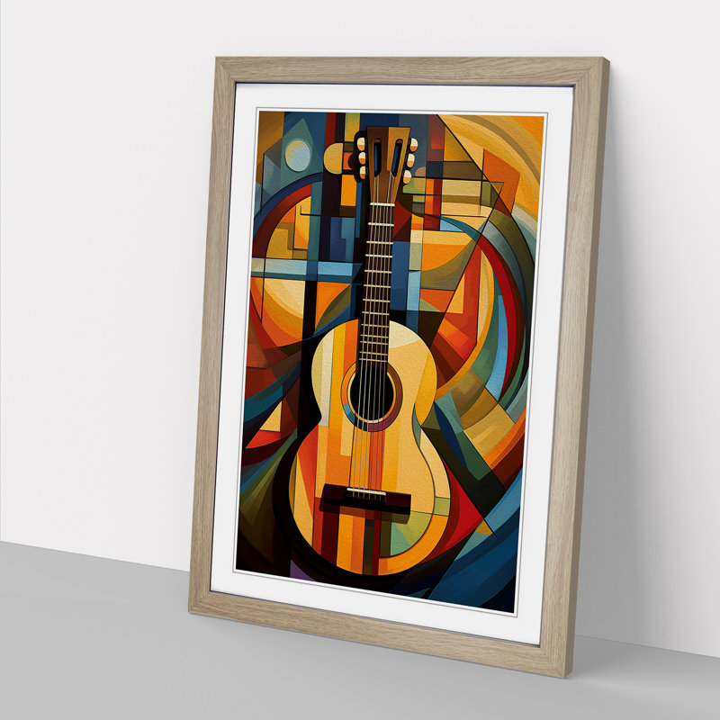 Acoustic Guitar Orphism No.2 - Framed Print, 46cm H x 34cm W x 2cm D, Oak