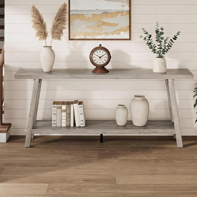 Extra Long Farmhouse Console Table – 70.87" Sturdy Sofa Table for Hallway, Foyer or Living Room, Thick Heavy-Duty Board, Stable Rustic Accent, Anti-Tip Design, Holds 350 Lbs – Vintage Gray