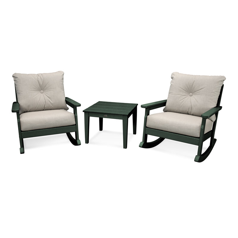 Vineyard 3-Piece Deep Seating Rocker Set, Cast Ash, Green
