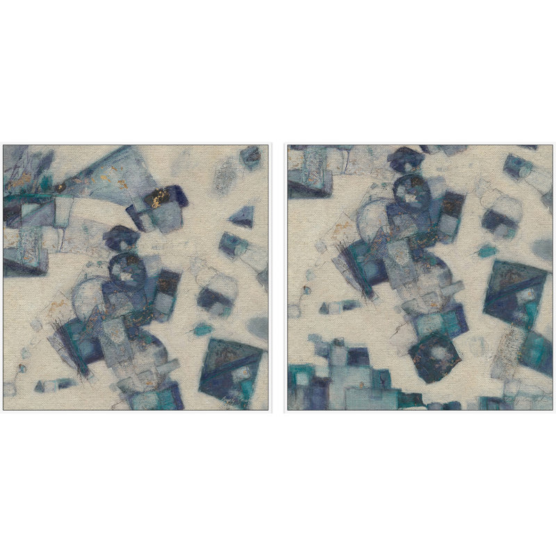 « fantasia v diptych »-2 pièces de l’ensemble de cadre flottant sur toile, H 48 po x l 48 po x L 1,5 po