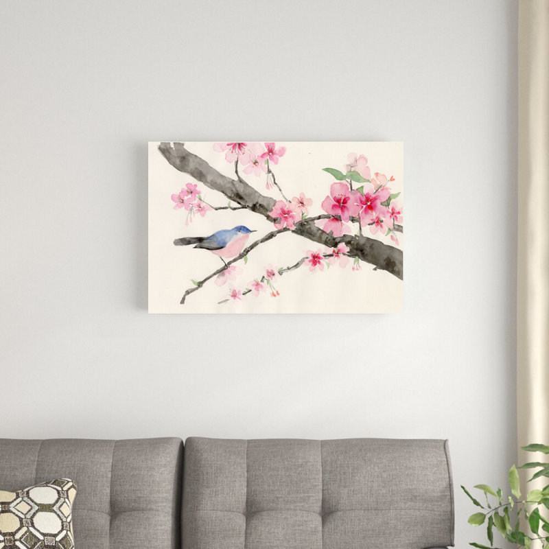 The Cherry Blossoms III - peinture sur toile tendue, H 20 po x l 30 po