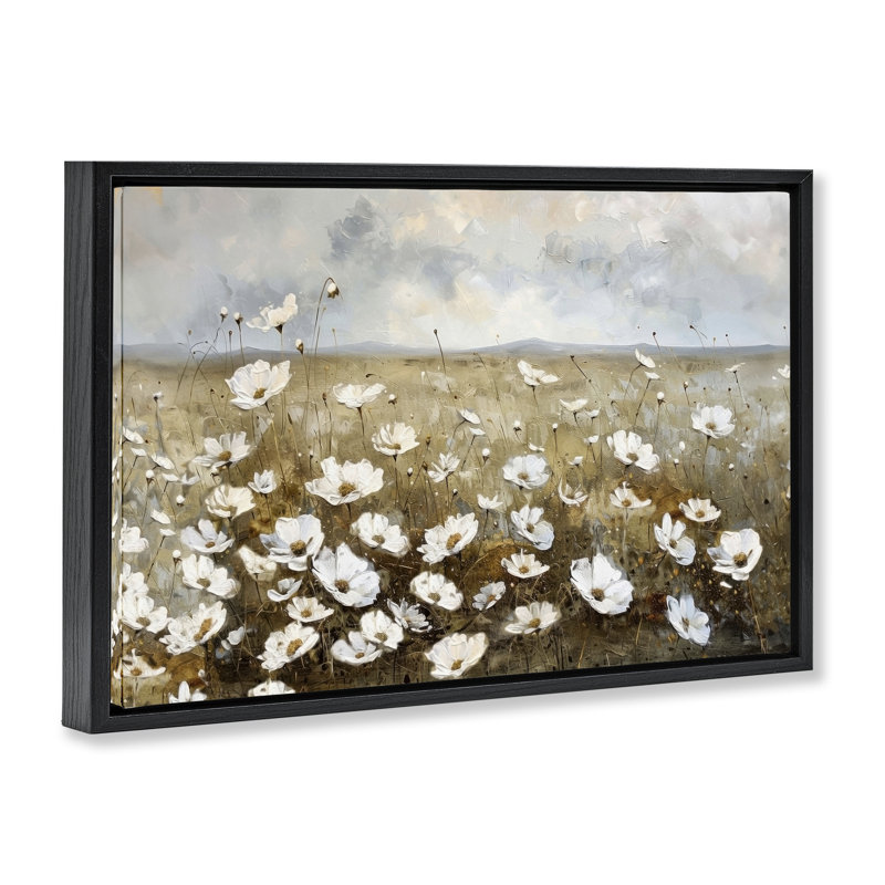 «Prairie Wildflower Field» par Ramona Murdock, Cadre flottant noir de jais, H 17 po x l 25 po
