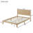 Full Size Solid Wood Bed with Rattan Headboard and Central Support
