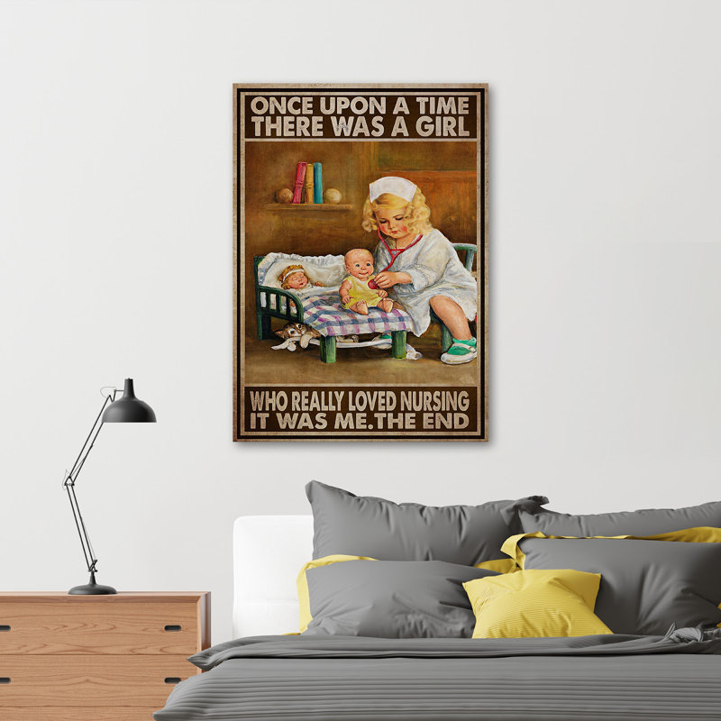 «Nurse Baby And Doll - There Was A Girl Who Really Love Nursing», reproduction d'art graphique sur toile tendue 1 pièce