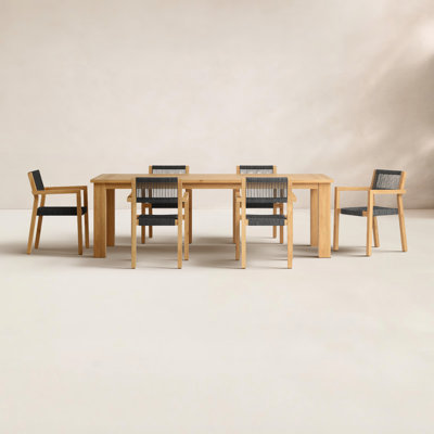 Morones Rectangular Reclaimed Teak 6 Person Indoor Outdoor Dining Set