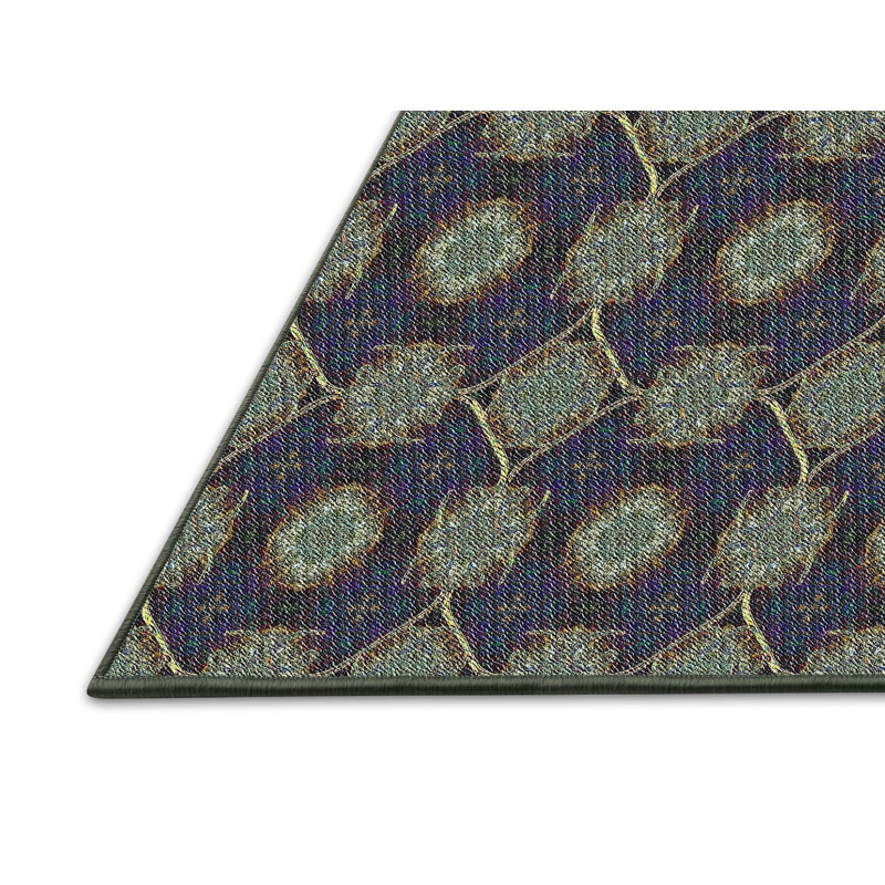 Tapis gris / vert Power Loom, Rectangle 5 pi x 7 pi