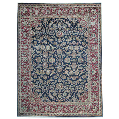 Hand-Knotted High-Quality Blue and Red Area Rug