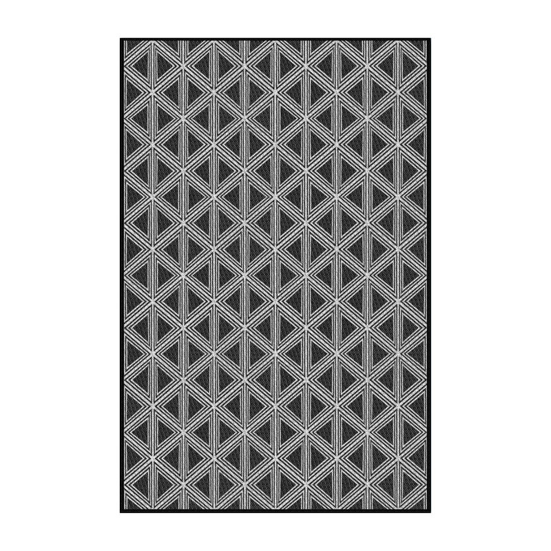 Tapis décoratif géométrique noir Schueler, Rectangle 7 pi x 10 pi