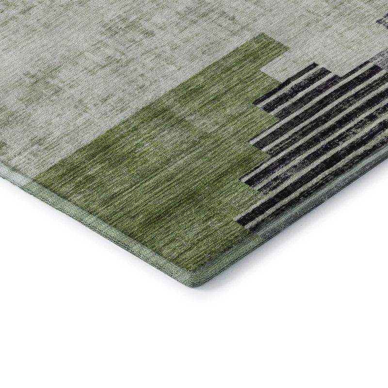 Tapis géométrique de qualité supérieure lavable à la machine Ashington AMF1829, Tapis de couloir 2 pi 3 po x 7 pi 6 po