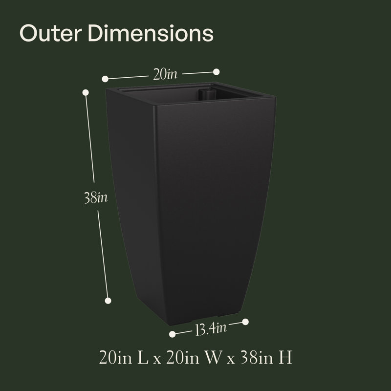 Mayne Kobi 38-Inch Self-Watering Tall Planter, Black, 38" H x 20" W x 20" D