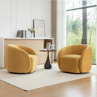 Fauteuil demi-tonneau pivotant en velours Arrun