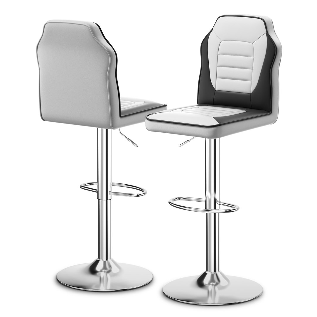 Modern Racing Style Bar Stools Adjustable Swivel Barstools, Counter Height Chairs Seat with Footrest (Set of 2) Latitude Run® 