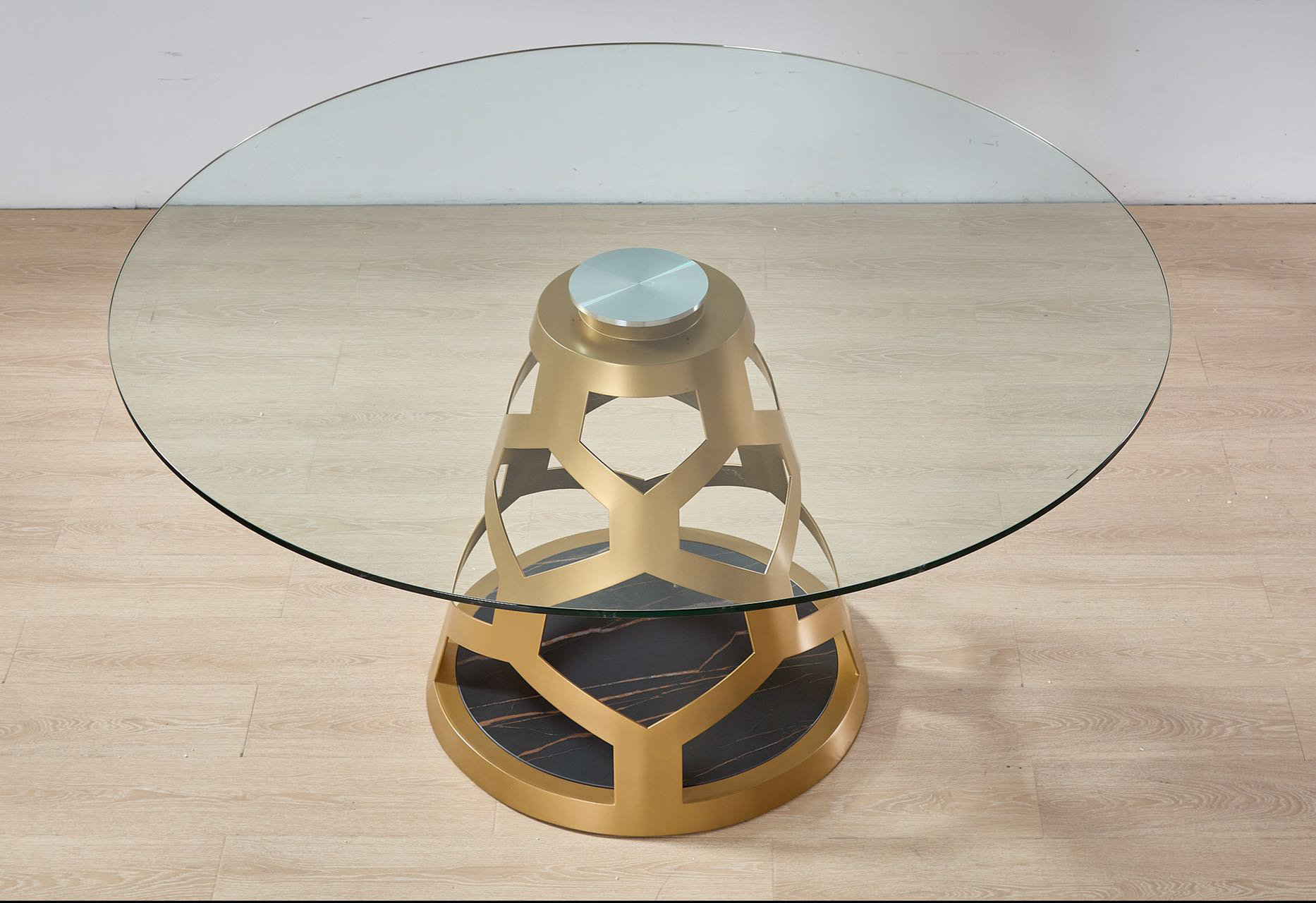 Mercer41 Round Clear Glass Dining Table With Metal Base - Wayfair Canada