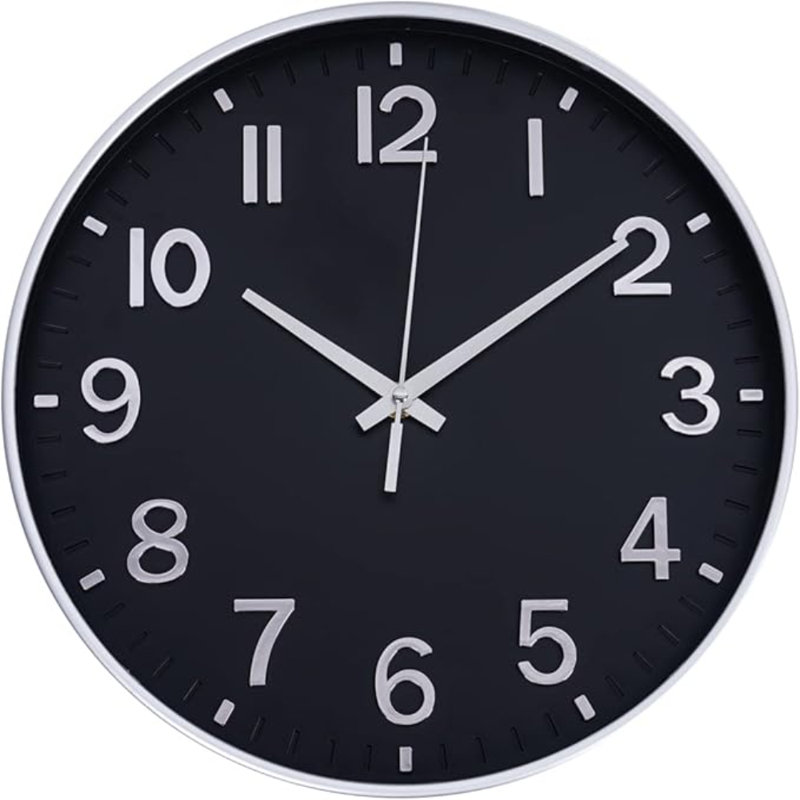 HZDHCLH Horloges murales modernes à pile 12 po Horloge ronde silencieuse sans tic-tac pour horloge murale pour la cuisine Chambre à coucher Salon Bureau Classe décor (noir)