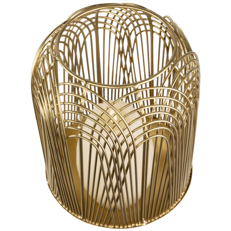 Porte-bougie colonne en fer à couche moyenne - finition laiton, H 10,5 po x l 7,5 po x P 7,5 po