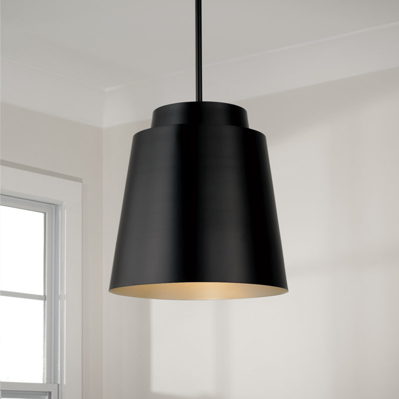 Luminaire suspendu conique à 1 lumière Pratt, Noir