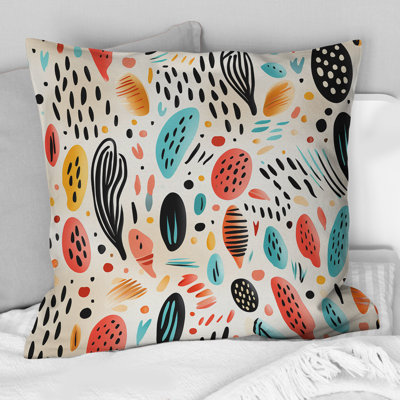 Motif d'animaux tribaux de couleur claire - Coussin Abstrait corail multicolore abstrait - Coussin décoratif