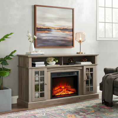 Fireplace TV Stand For 65 Inch TV - 23" Electric Fireplace Insert, Modern Entertainment Center With Open/Closed Storage