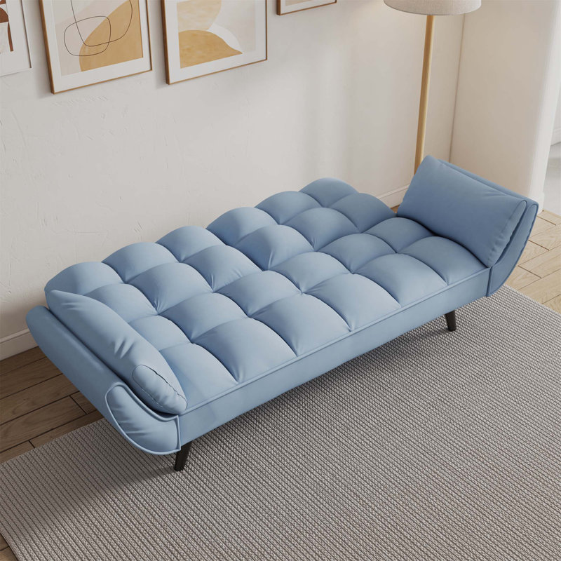 Canapé compact en velours avec dossier réglable pour les petits espaces, parfait pour les appartements et les studios.