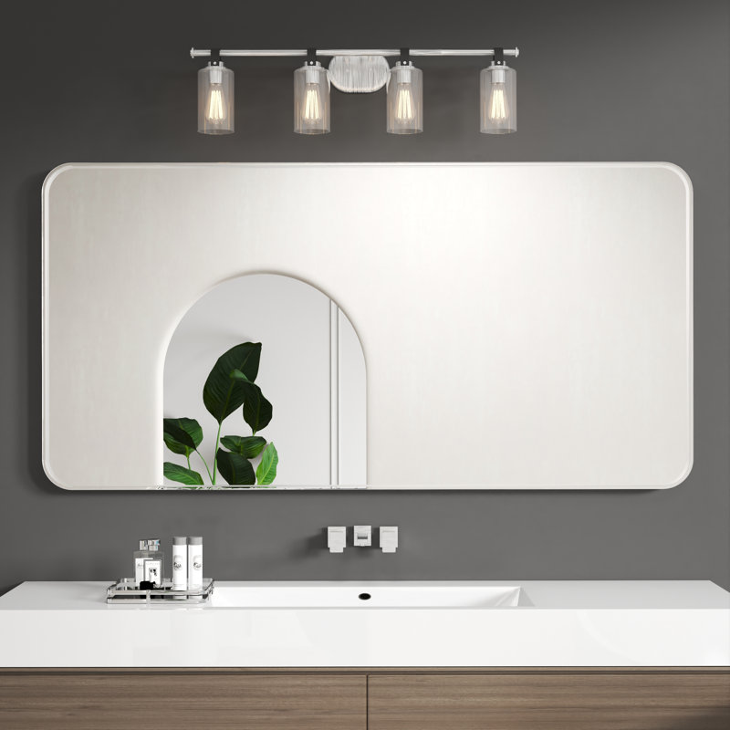 Miroir de salle de bain Waterpar, H 36 po x l 72 po, Argent brossé