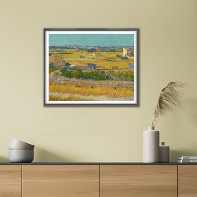 Reproduction d'art mural Harvest Wheatfield - Van Gogh-Style Warm Tones crée une atmosphère de campagne poétique et sereine