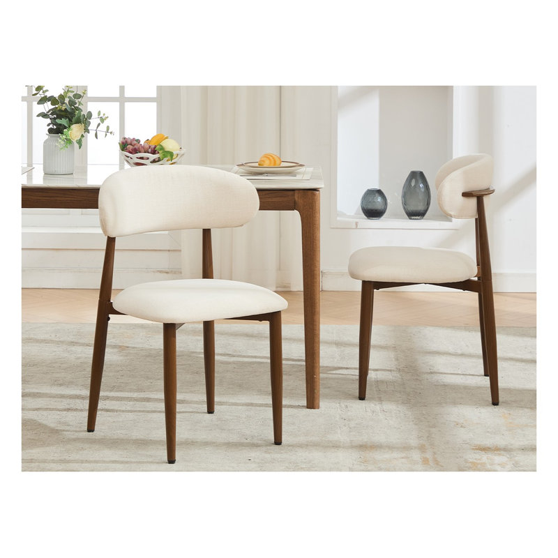 Ensemble de 2 chaises de salle à manger modernes beige avec siège rembourré en tissu, dossier ergonomique pour salle à manger, style campagne moderne