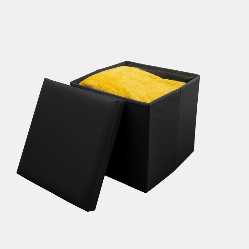 38 FOLDABLE LARGE STORAGE BOX, Black, 38cm H x 40cm W x 6cm D