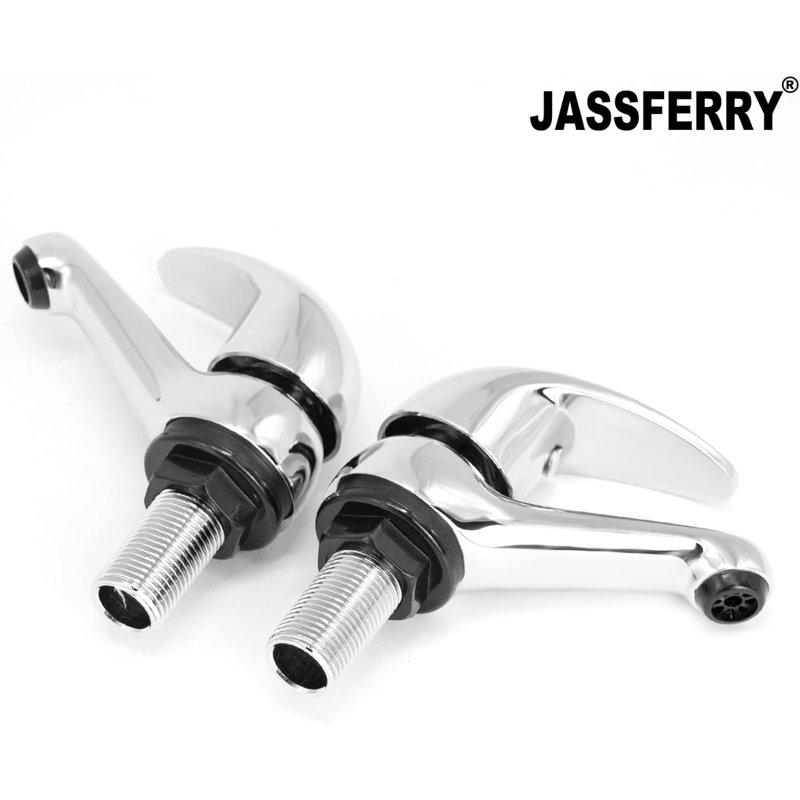 Chrome Pair of Basin Taps Hot and Cold Water Bathroom Sink Tap Top Lever Handle 1/2" Faucet