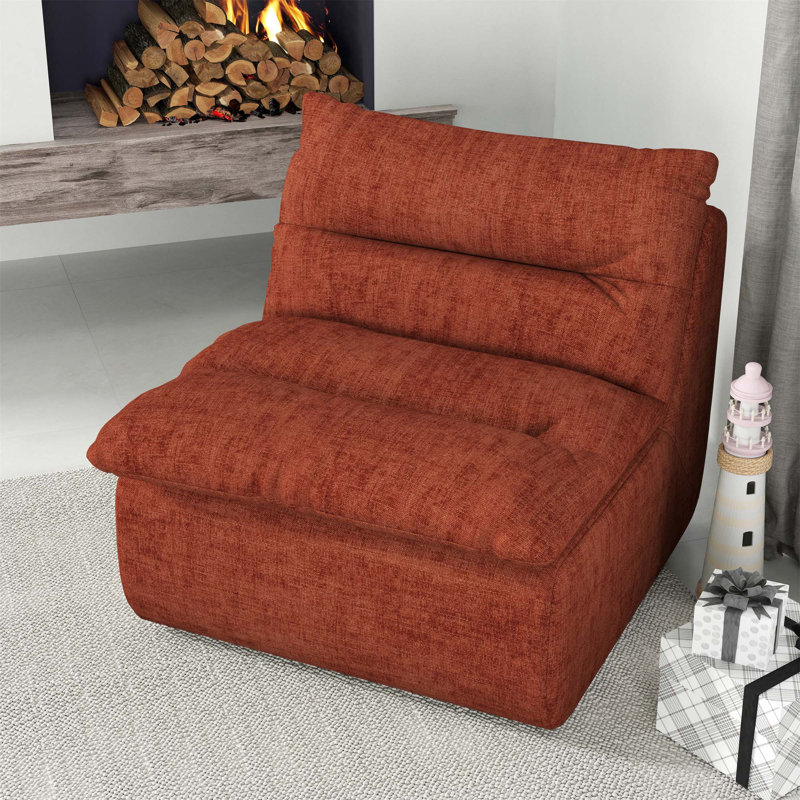 Comfortable Armless Lounge Chair for Various Spaces, Enhancing Relaxation, Orange