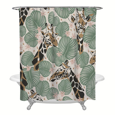 Giraffe And Leaf Shower Curtain
