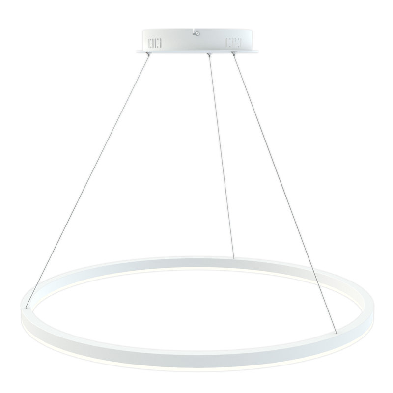 Torrington 1 - Light LED Geometric Pendant, White, 3.5cm H x 80cm W x 80cm D