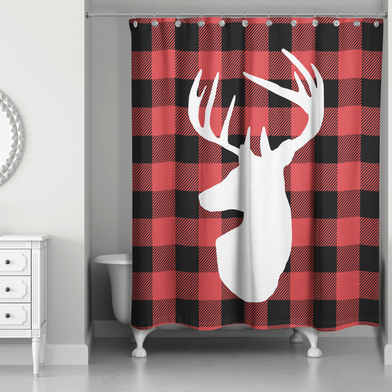 Rideau de douche simple check cerf Aida