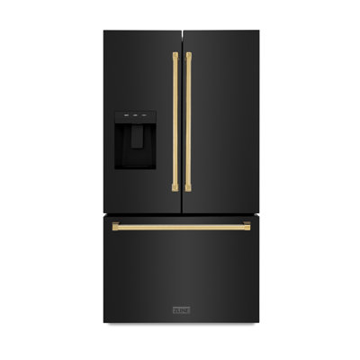Zline 36 In. 28.9 Cu. Ft. Standard-depth French Door External Water Dispenser Refrigerator With Dual Ice Maker In Fingerprint Resistant Stainless Steel