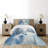 Ambesonne Winter Bedspread Set Blue Sky Tree Footprints Blue White
