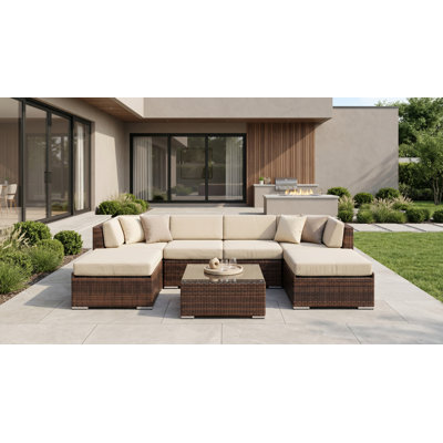 Billyjo Wicker 4 - Person Seating Group with Cushions - No Assembly